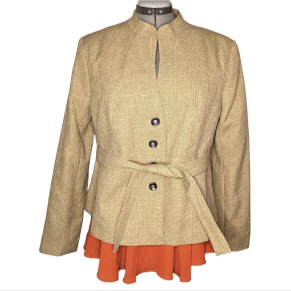 Women's lsabella Tan Tie Blazer, Size 16 - Picture 1 of 4